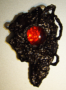 Red Jeweled Black Amorphous Pendant
